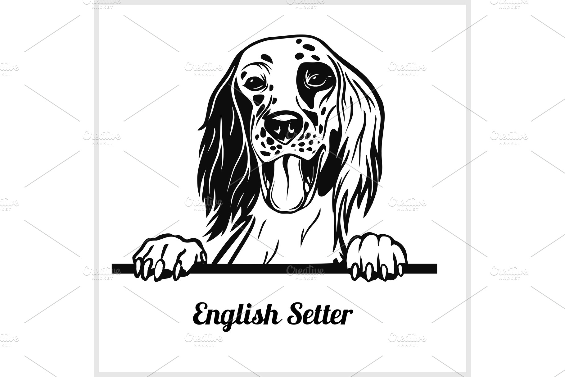 English Setter - Peeking Dogs - | Animal Illustrations ~ Creative Market