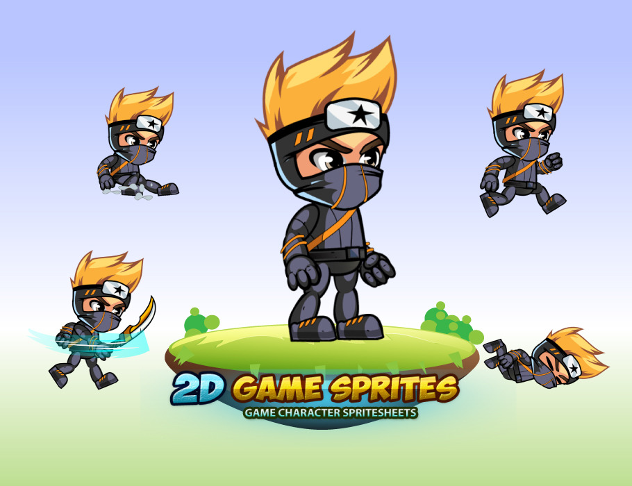 Shadow Ninja 2D Game Character Sprites  Game character, Ninja games,  Platform game