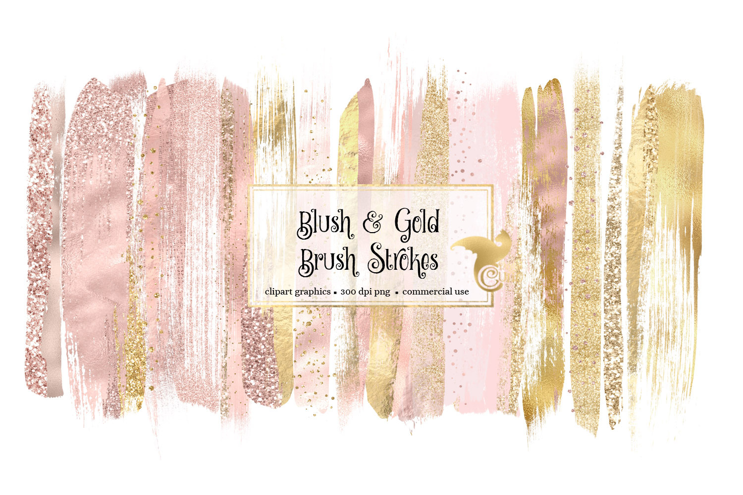 Blush And Gold Brush Strokes Pre Designed Photoshop Graphics Creative Market