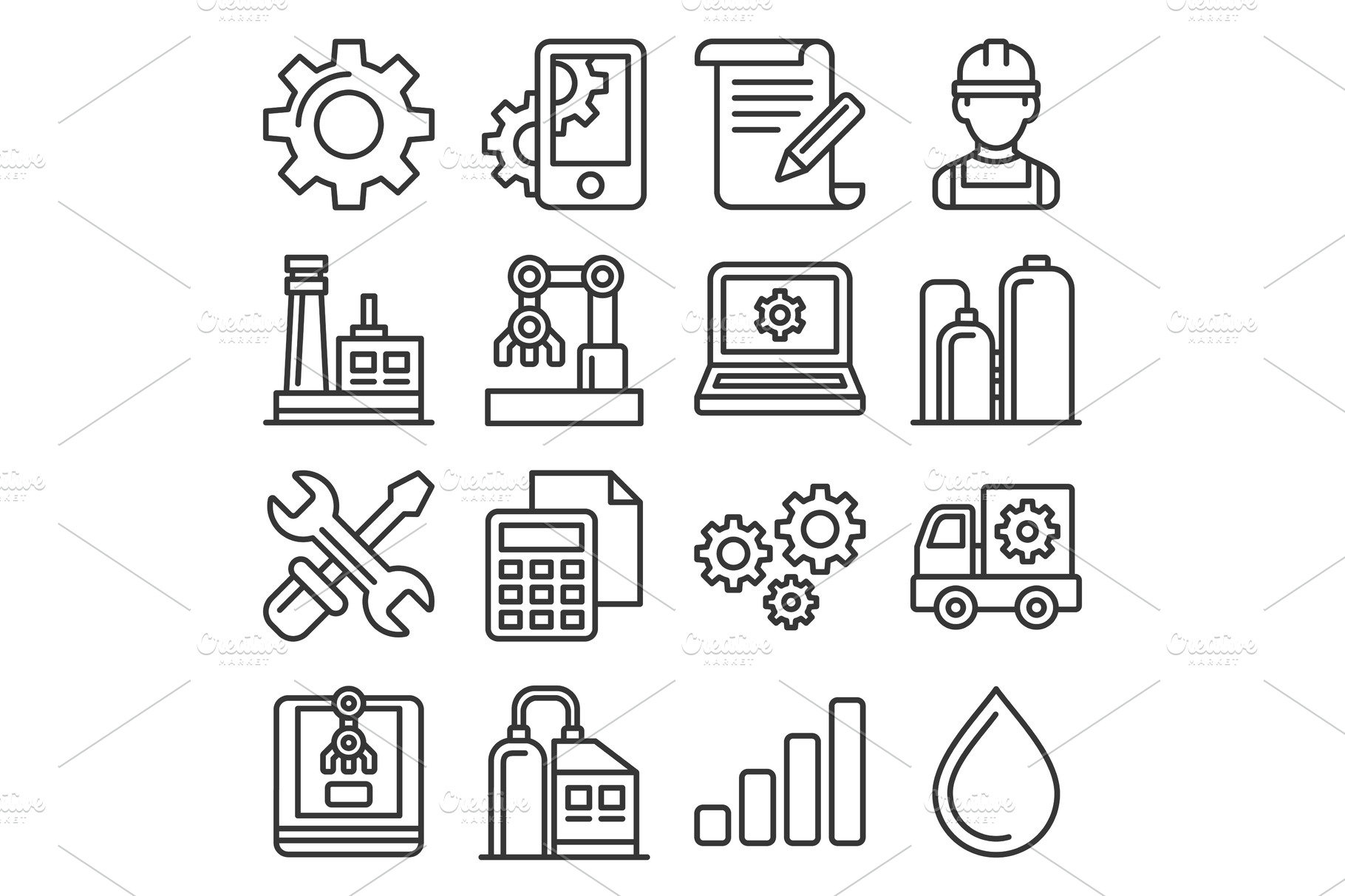 Manufacturing and Engineering Icons | People Illustrations ~ Creative ...