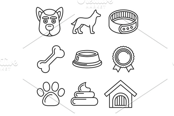 Pet Food Icons Set on White | Pre-Designed Vector Graphics ~ Creative