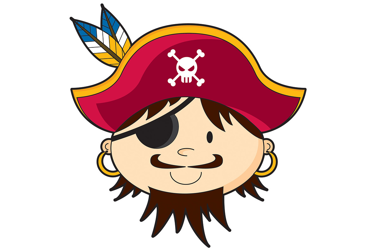 Cartoon Pirate Captain Face | Pre-Designed Photoshop Graphics ...