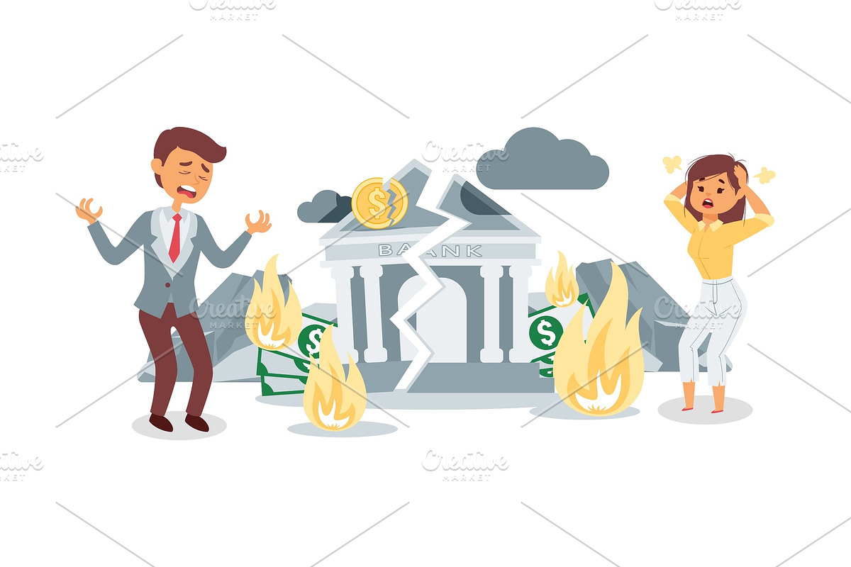 Bank went bankrupt vector PreDesigned Vector Graphics Creative Market