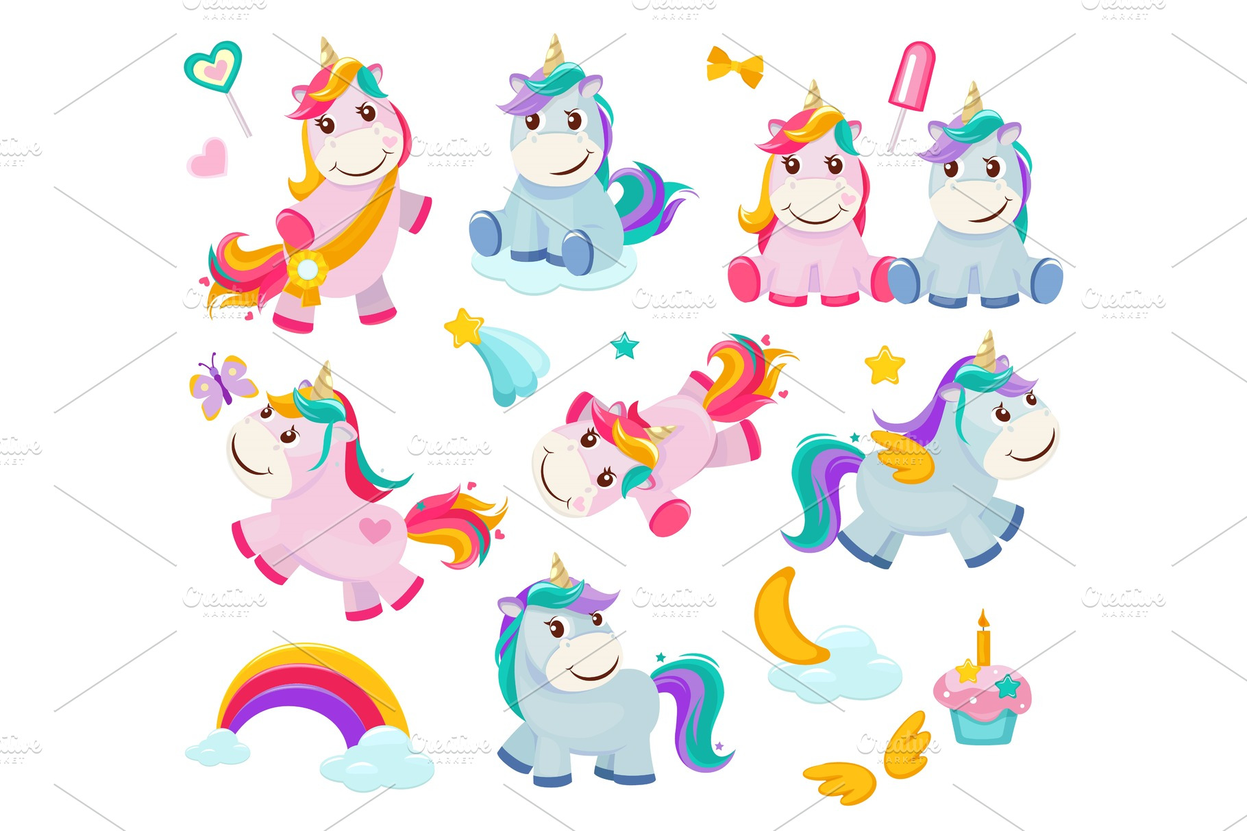 Cartoon unicorn. Cute funny | Background Graphics ~ Creative Market