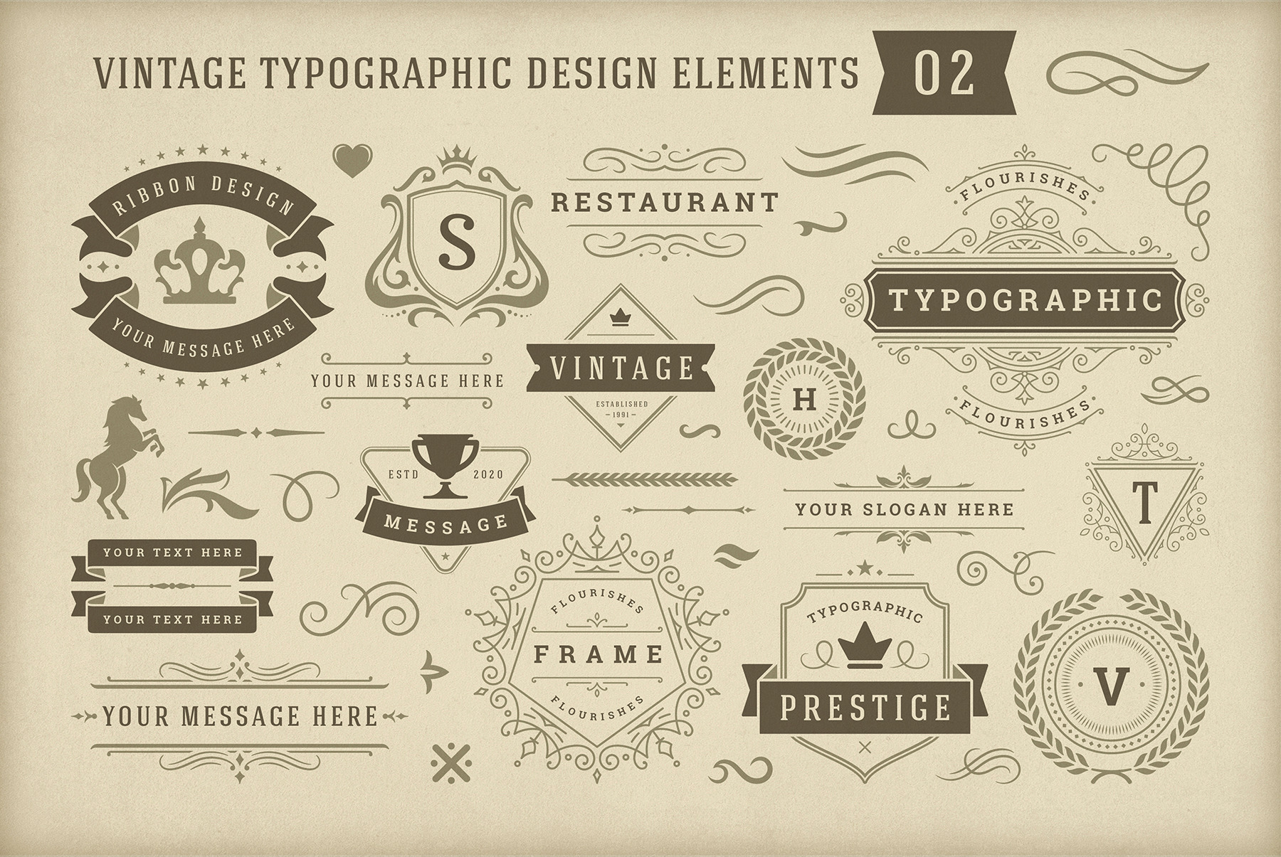 Vintage Typographic Design Elements | Graphic Objects ~ Creative Market