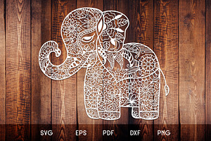 Elephant Zentangle Doodle Art Svg Pre Designed Photoshop Graphics Creative Market