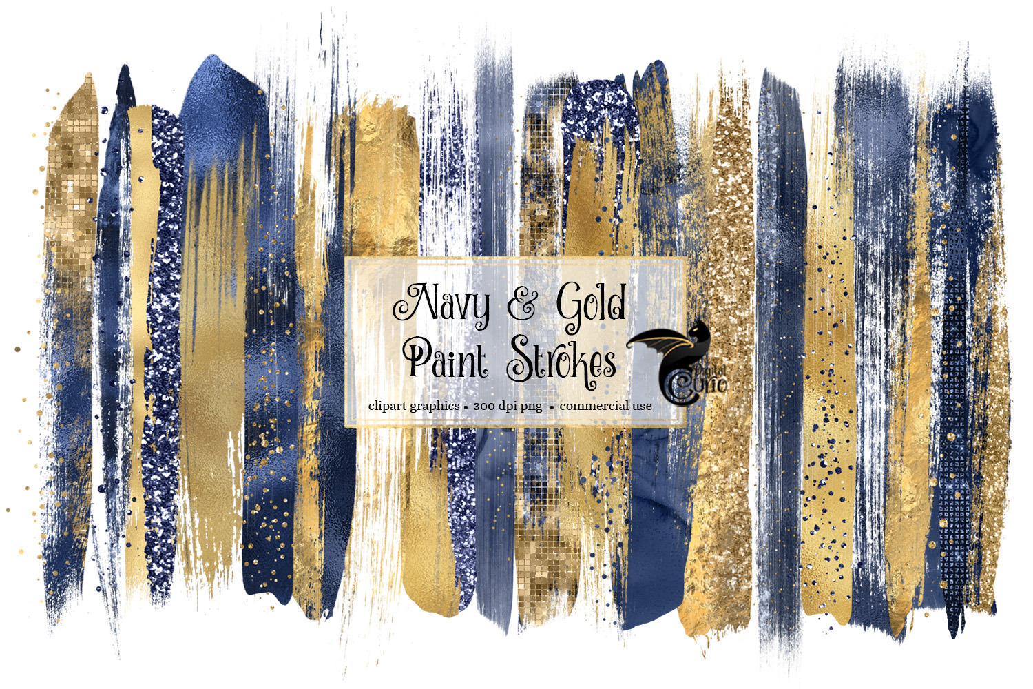 Navy Gold Brush Strokes Pre Designed Photoshop Graphics Creative Market