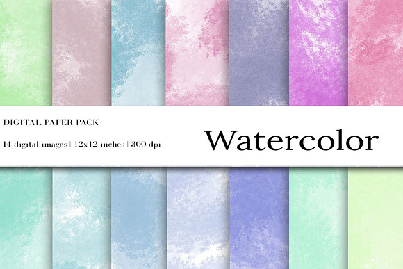 Blue Watercolor Ink Digital Papers Graphic by BonaDesigns