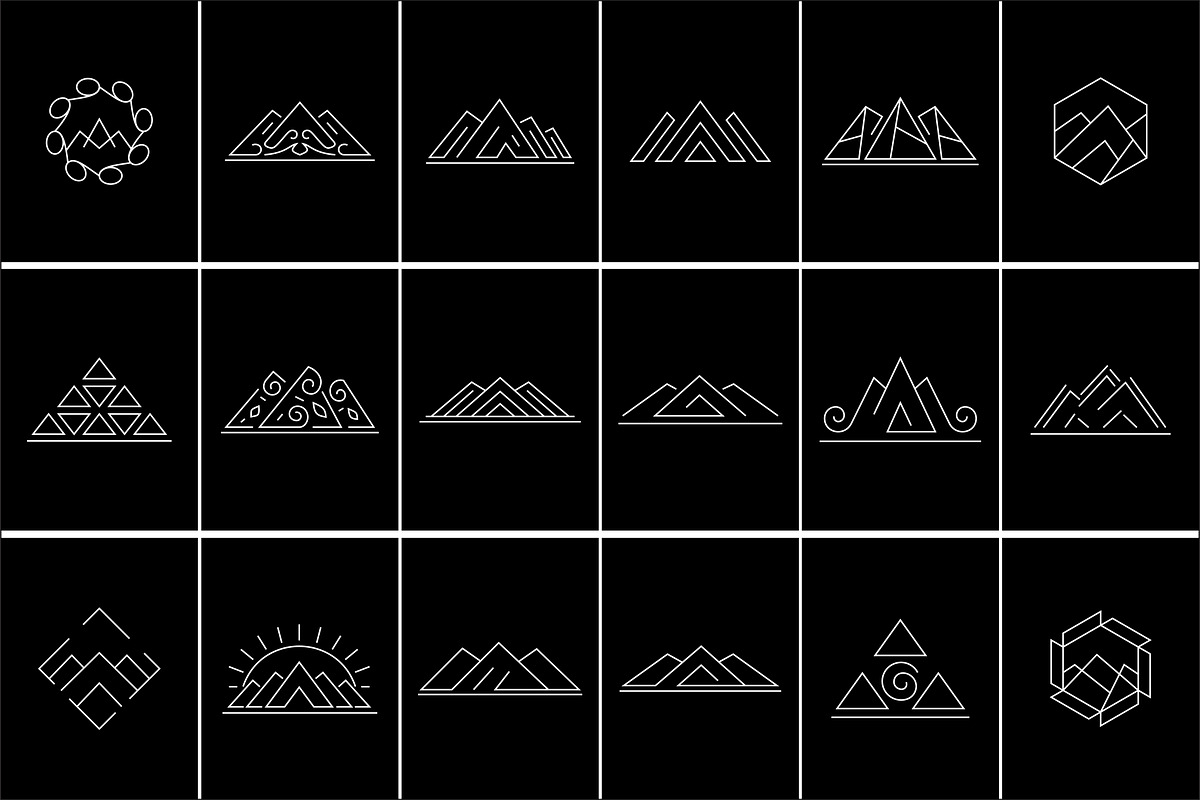 Minimal Mountain Logo Pack | Creative Illustrator Templates ~ Creative