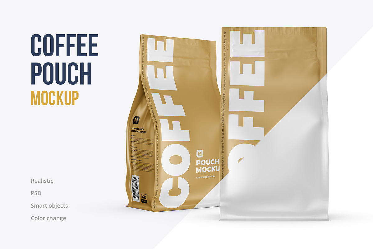 Download Zip Flat Bottom Coffee Pouch Mockup | Creative Market