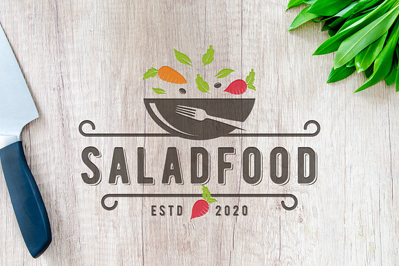 Salad Food Logo Template Creative Illustrator Templates Creative Market