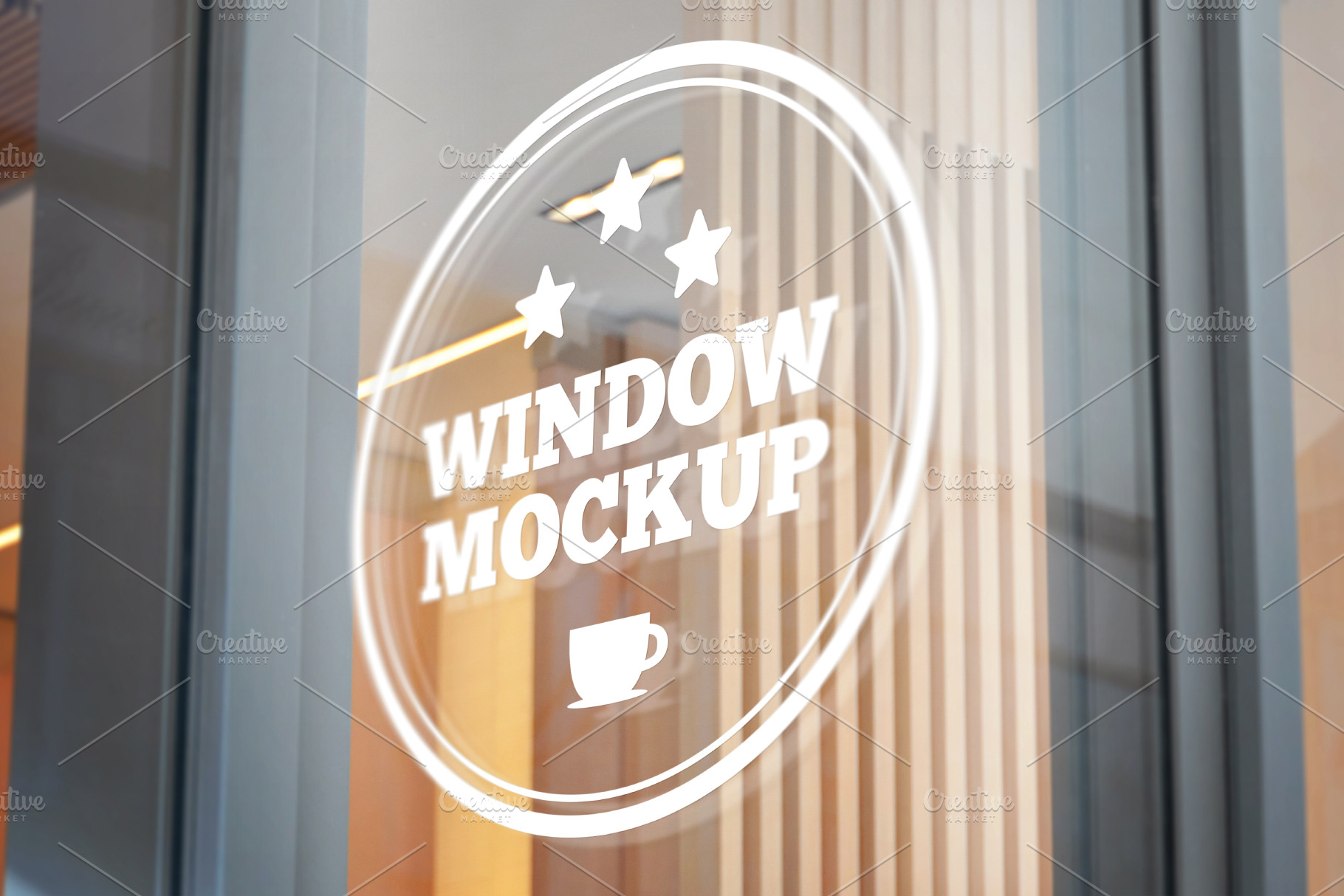 Download Logo Sign Mockup On Glass Window Creative Photoshop Templates Creative Market