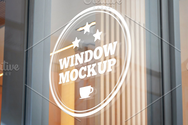 Window signage mockup | Creative Photoshop Templates ~ Creative Market