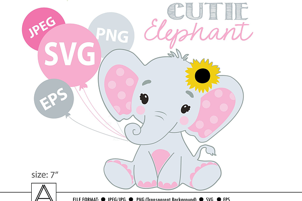 Download Girl Baby Elephant Sunflower Svg Pre Designed Photoshop Graphics Creative Market PSD Mockup Templates