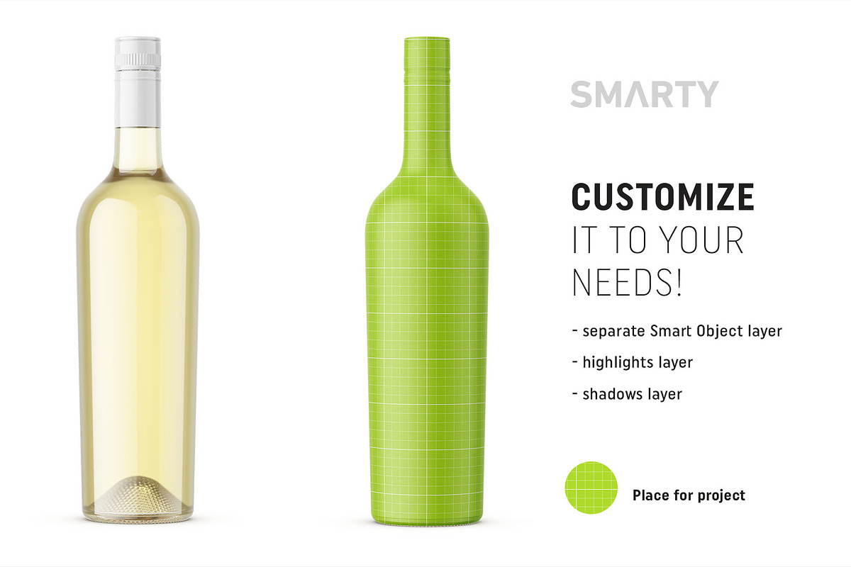 Download White wine bottle mockup | Creative Photoshop Templates ~ Creative Market