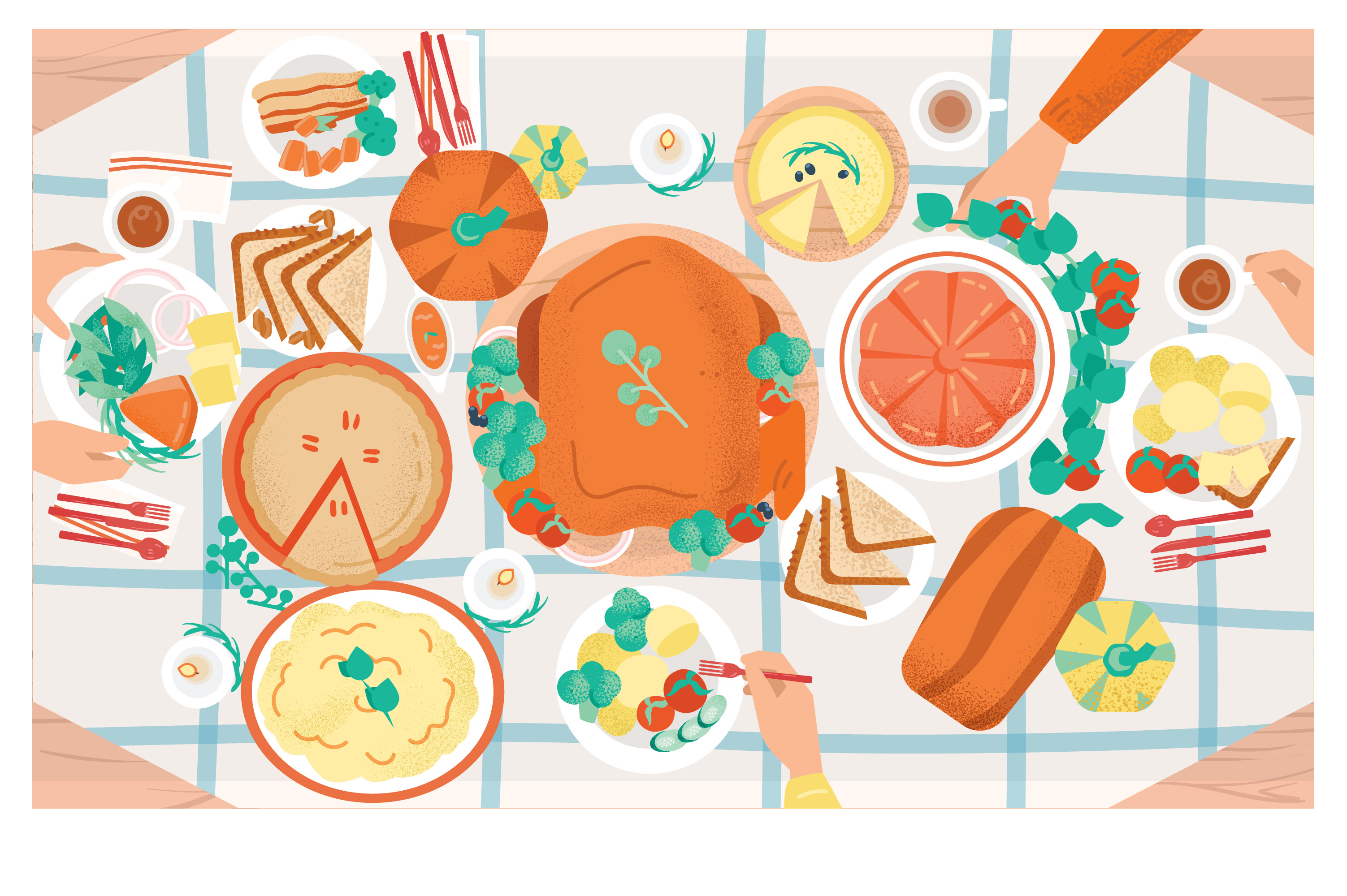 Holiday table top view illustration | Decorative Illustrations ...