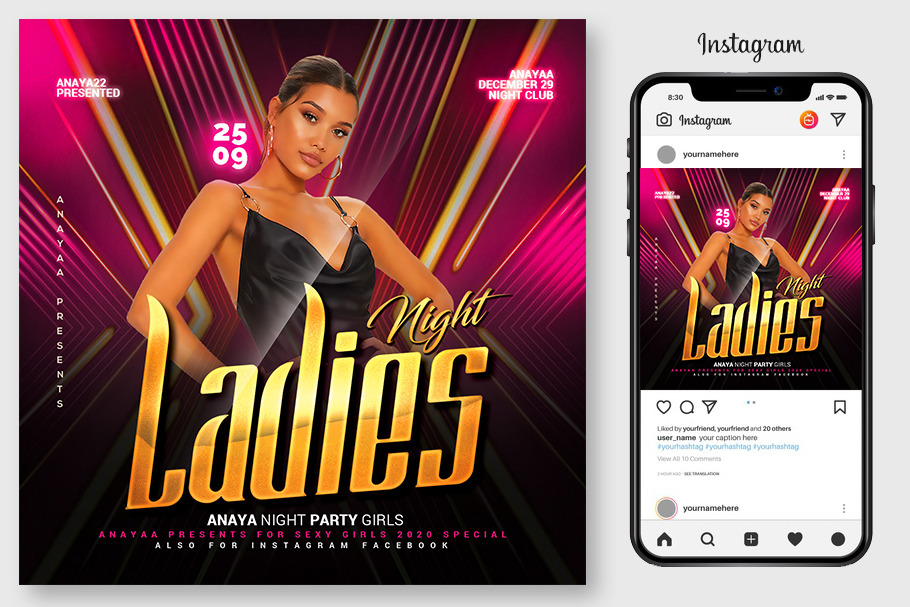 Ladies Night Flyer Template | Flyer Templates ~ Creative Market