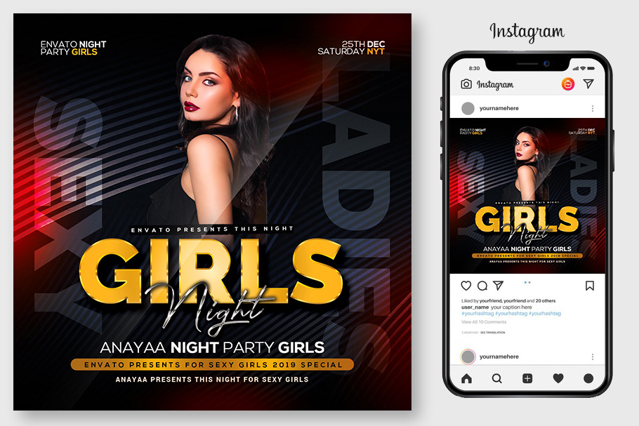 Girls Night Flyer | Flyer Templates ~ Creative Market