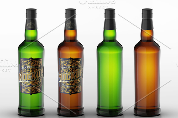 Download Whiskey Glass Bottle Mockup Creative Photoshop Templates Creative Market