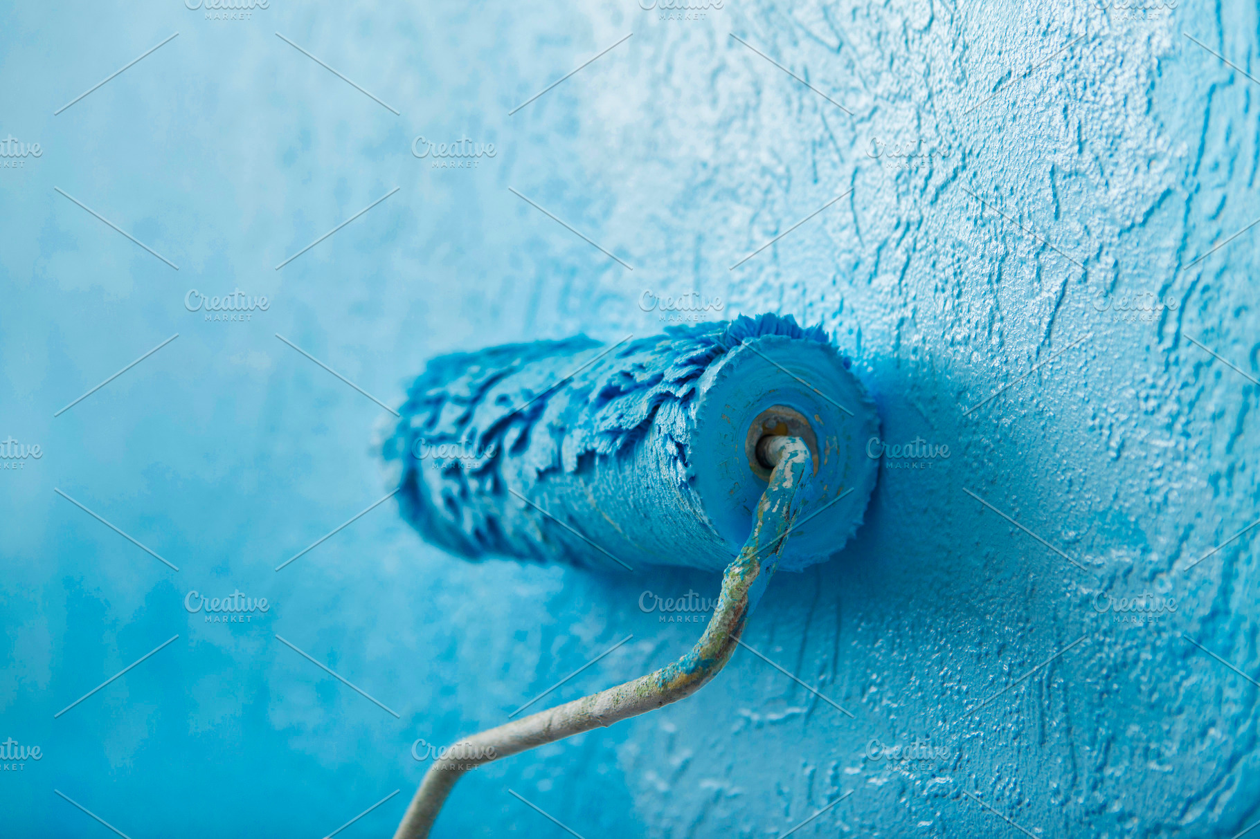 Roller Colors Wall Texture In Blue C High Quality Stock Photos Creative Market