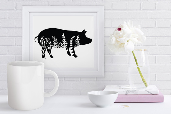 Floral Pig Svg Cut Files Floral Png Pre Designed Photoshop Graphics Creative Market