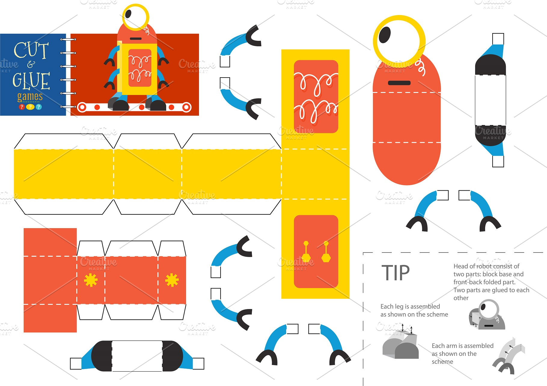 Cut and glue robot toy vector | Graphics ~ Creative Market