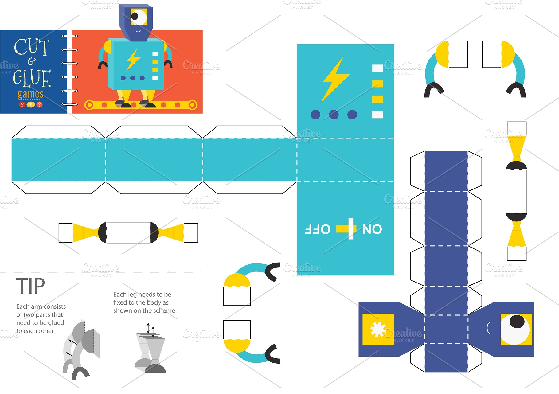 Cut and glue robot toy vector | Education Illustrations ~ Creative Market