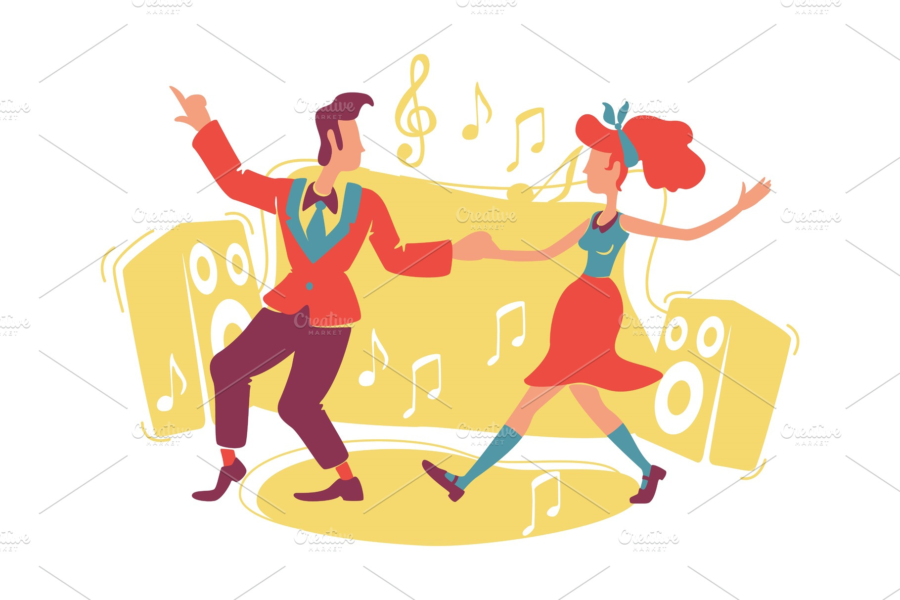 Boogie Woogie Clip Art Dancing Swing Dance Couple 50s Vector Lindy