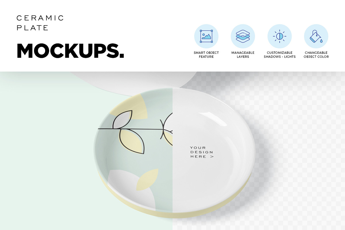 Download Round Ceramic Plate Mockups | Creative Photoshop Templates ~ Creative Market