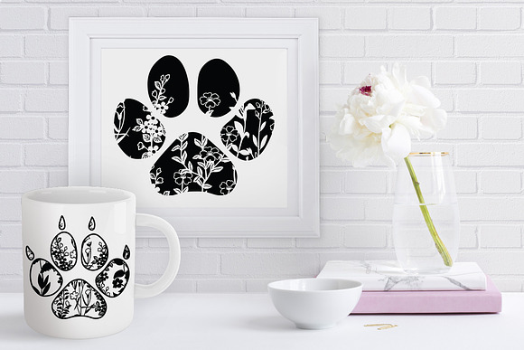 Download Floral Pet Paw Svg Dog Svg Cat Svg Pre Designed Photoshop Graphics Creative Market