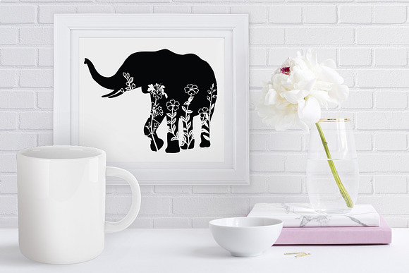 Download Floral Elephant Svg Cut Files Pre Designed Photoshop Graphics Creative Market