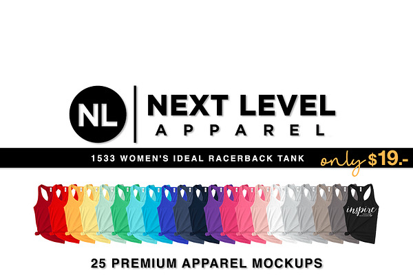 NEXT LEVEL 1533 Racerback Top Mocku… | Package Design