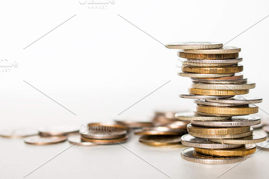 Download Stack Of Coins Mockup High Quality Business Images Creative Market