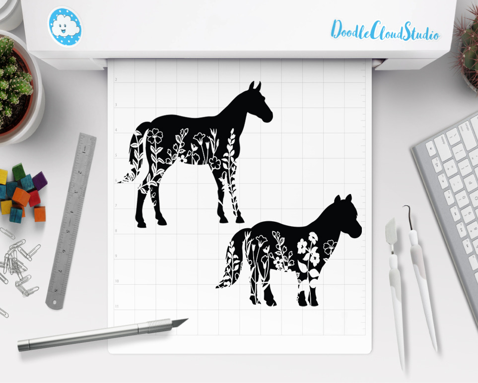 Download Horse Floral Svg Horse Clipart Pre Designed Photoshop Graphics Creative Market