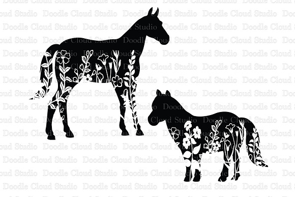 Download Horse Floral Svg Horse Clipart Pre Designed Photoshop Graphics Creative Market