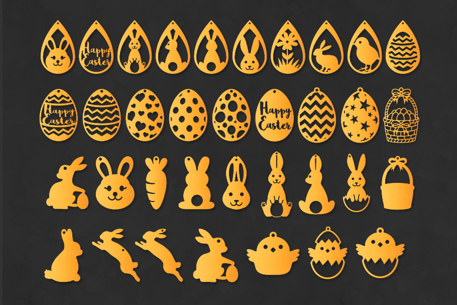 Download Easter Earring Svg Bunnies Eggs Pre Designed Photoshop Graphics Creative Market