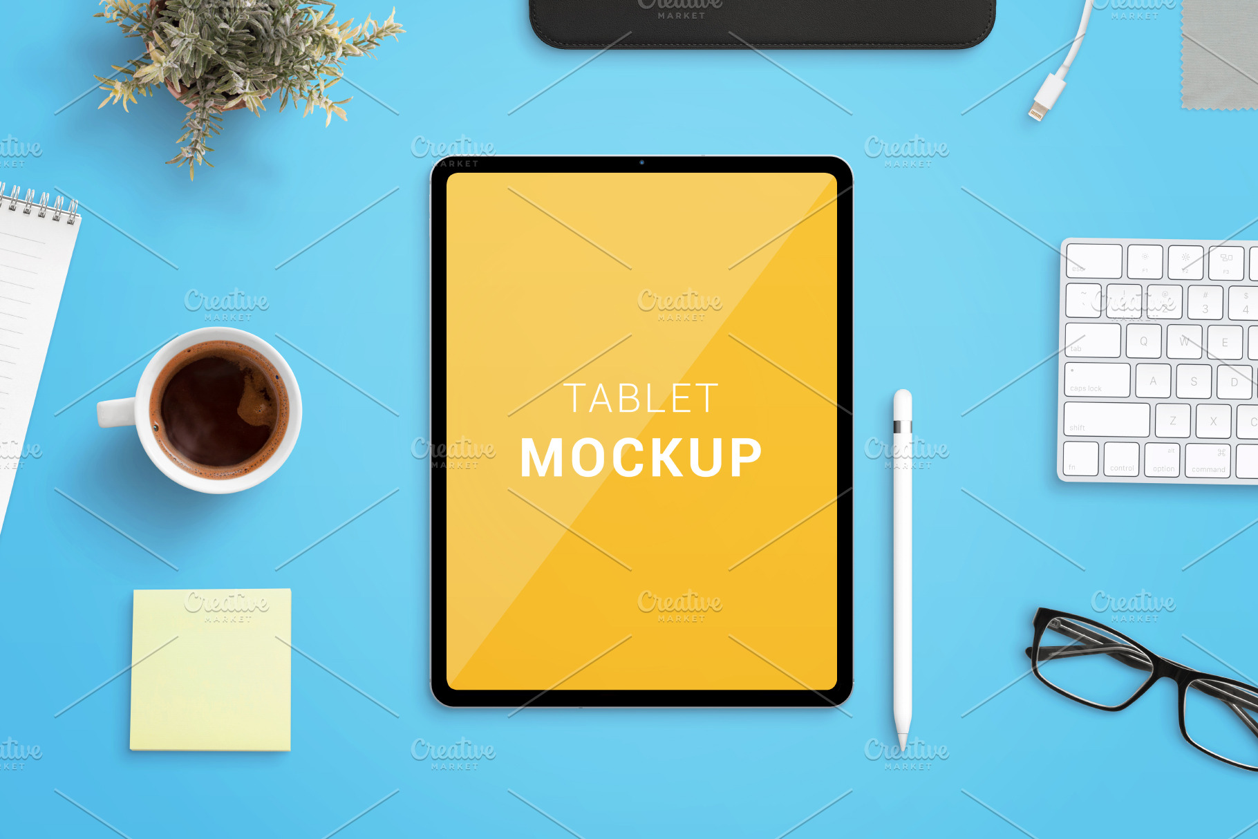 Download Ipad Pro Mockup On Office Desk Creative Photoshop Templates Creative Market