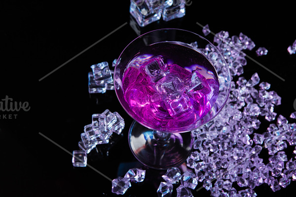 Violet Coctail With Ice Cubes Featuring Closeup Cold And Refreshment High Quality Food Images Creative Market