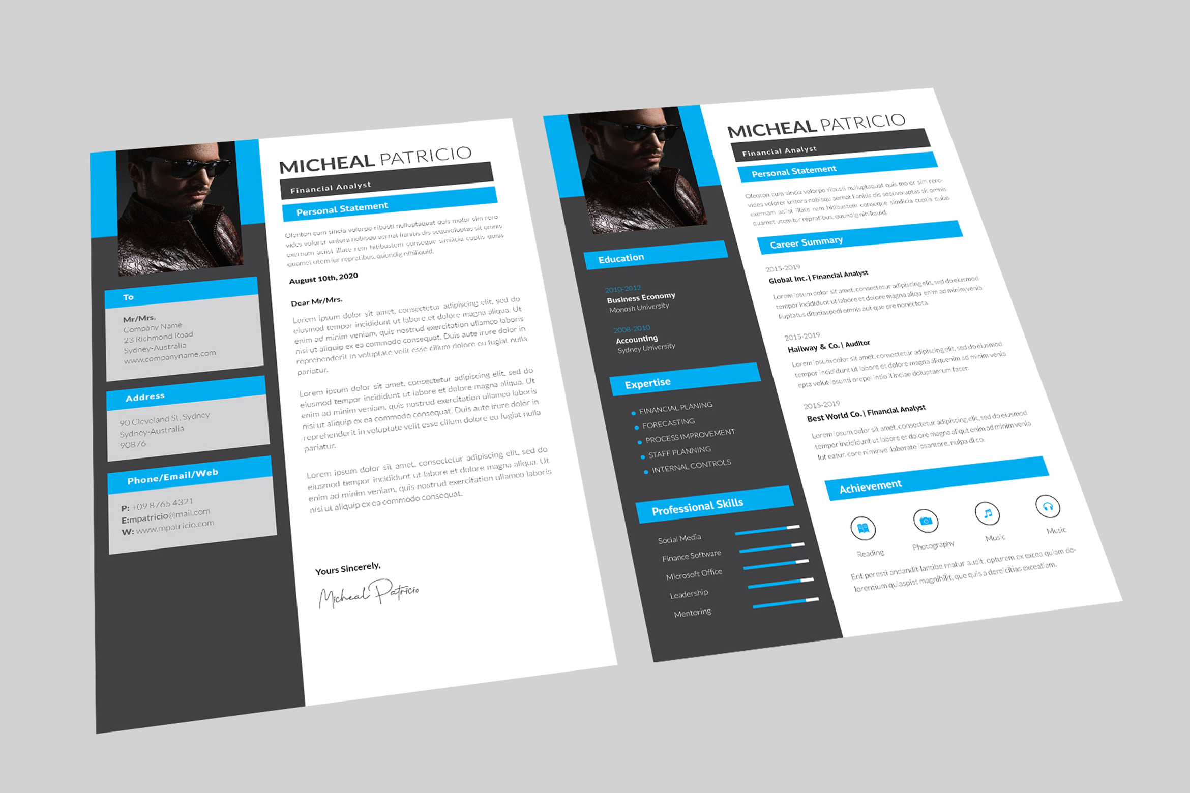 Micheal Financial Resume Designer | Resume Templates ~ Creative Market