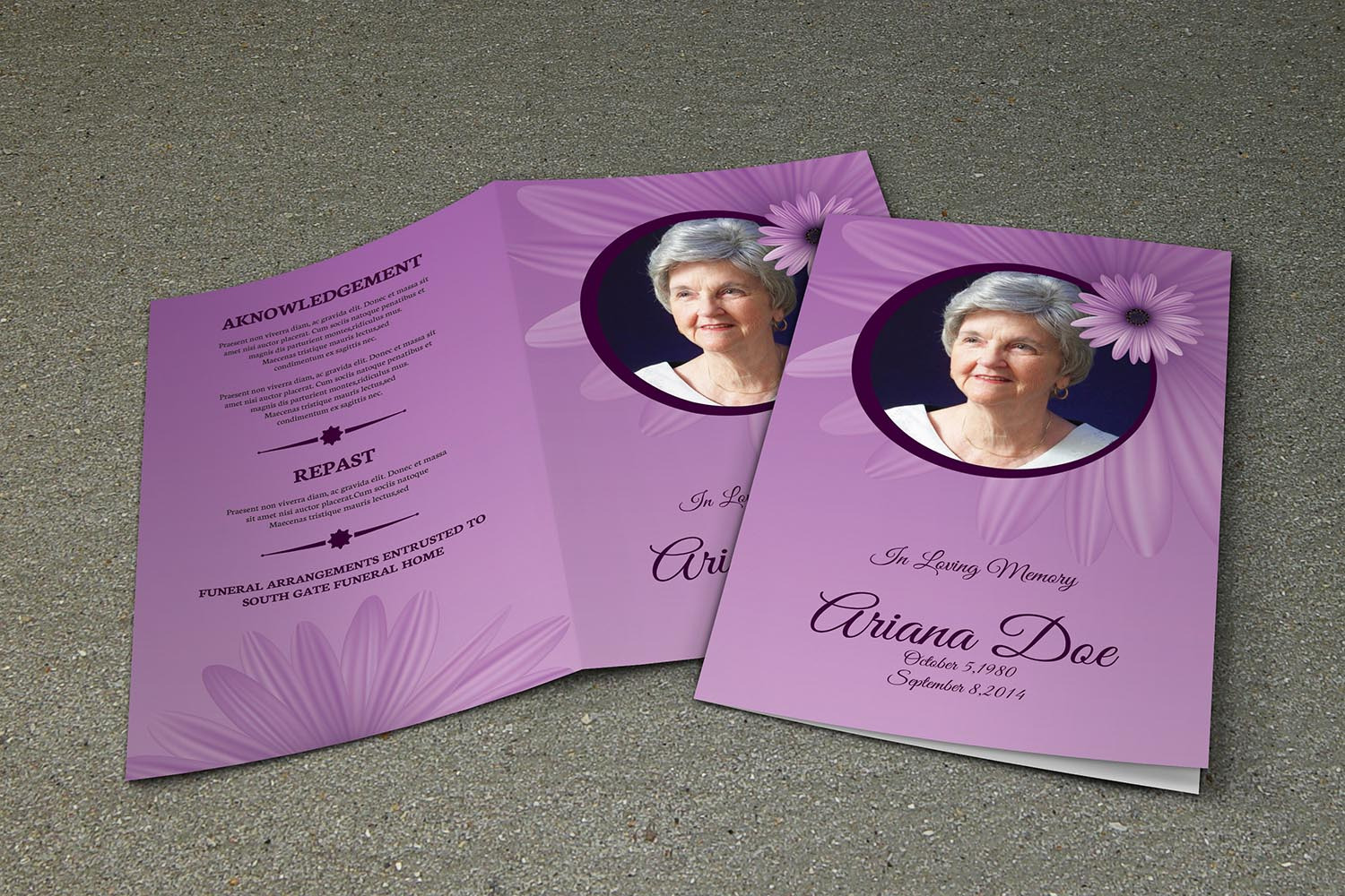 Funeral Program Template-V264 | Brochure Templates ~ Creative Market