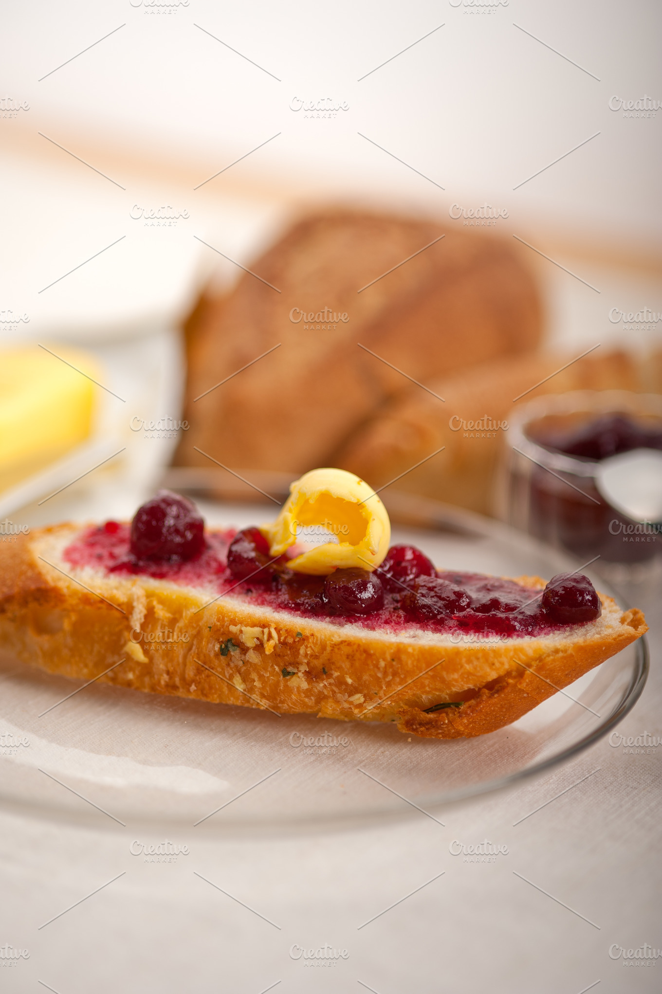 Breakfast Bread Butter And Jam 52 Stock Photo Containing Bake And Bakery High Quality Food Images Creative Market