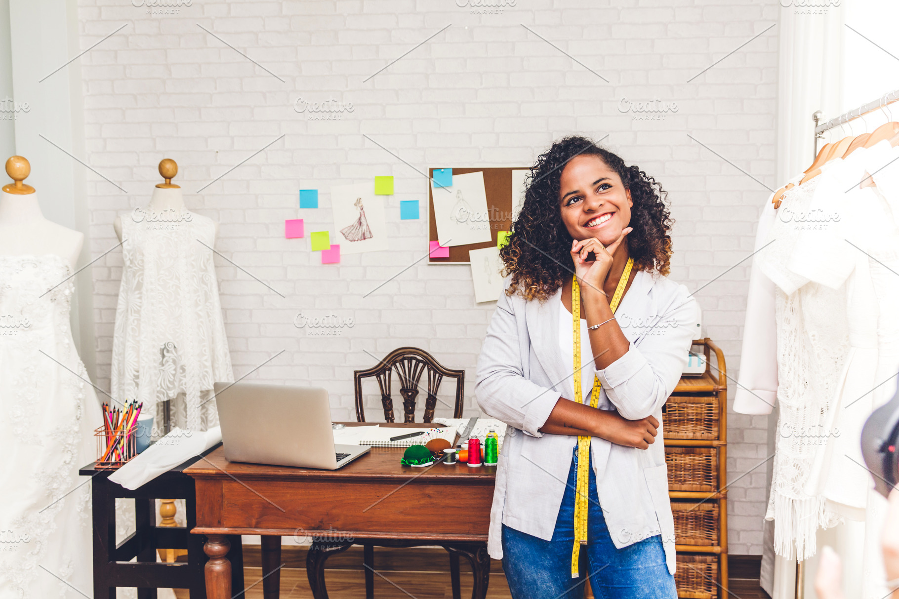 Smiling african american black woman featuring fashion, business, and ...