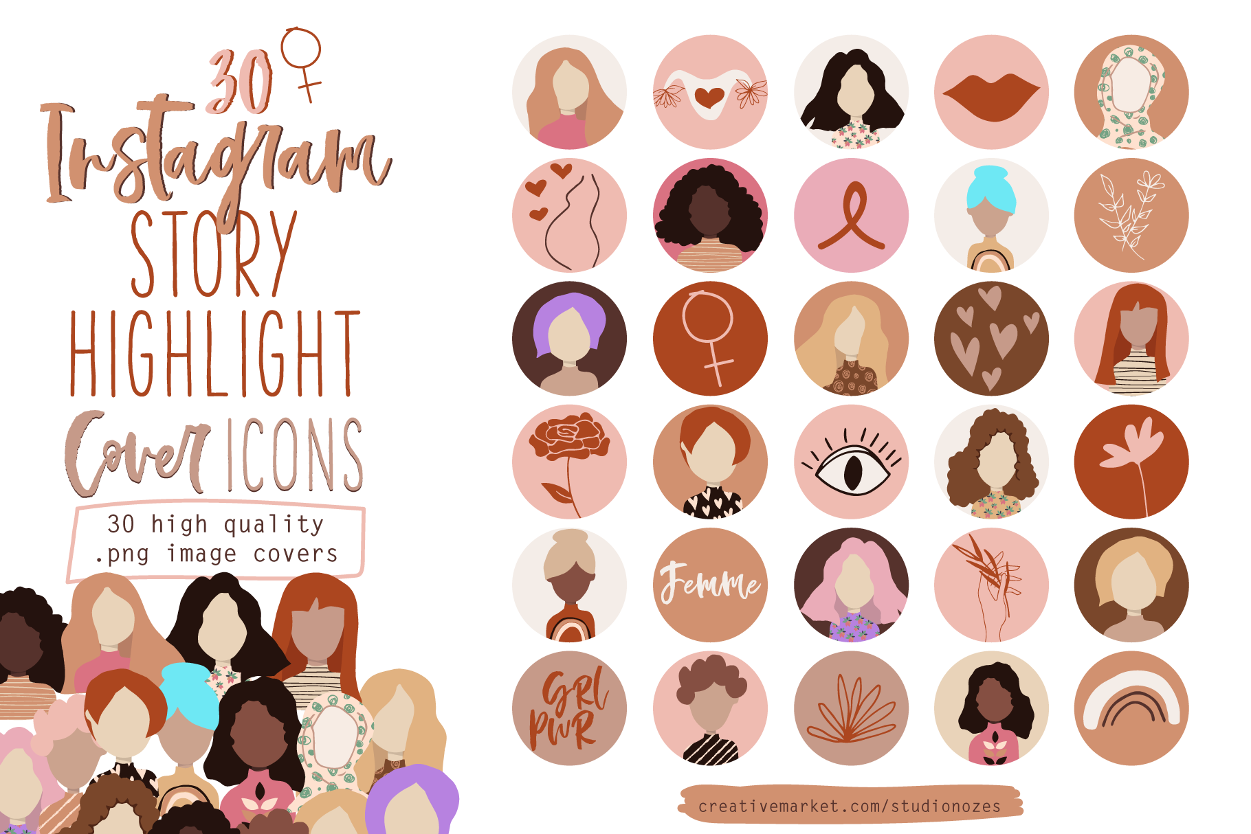 Instagram Feminine Story Highlight Custom Designed Icons Creative Market