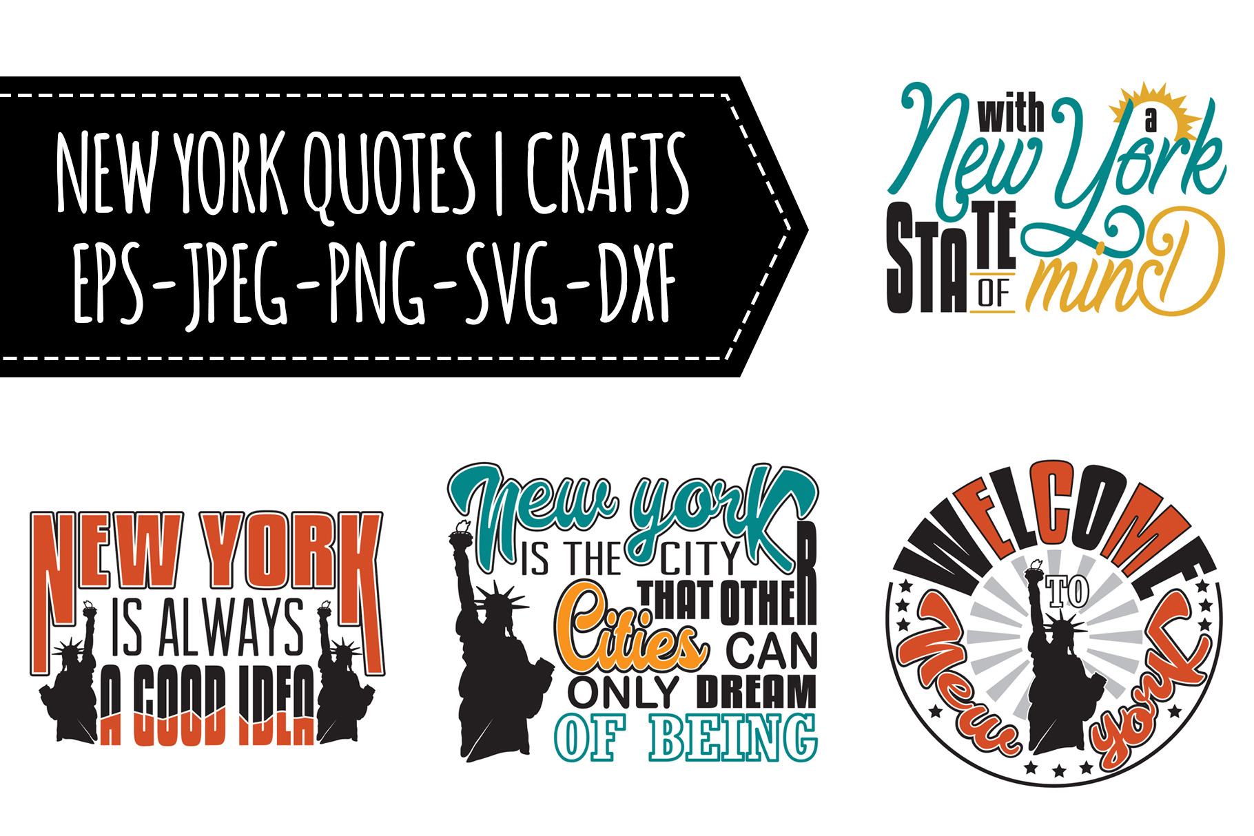 Download New York Quotes Svg Craft Pre Designed Vector Graphics Creative Market