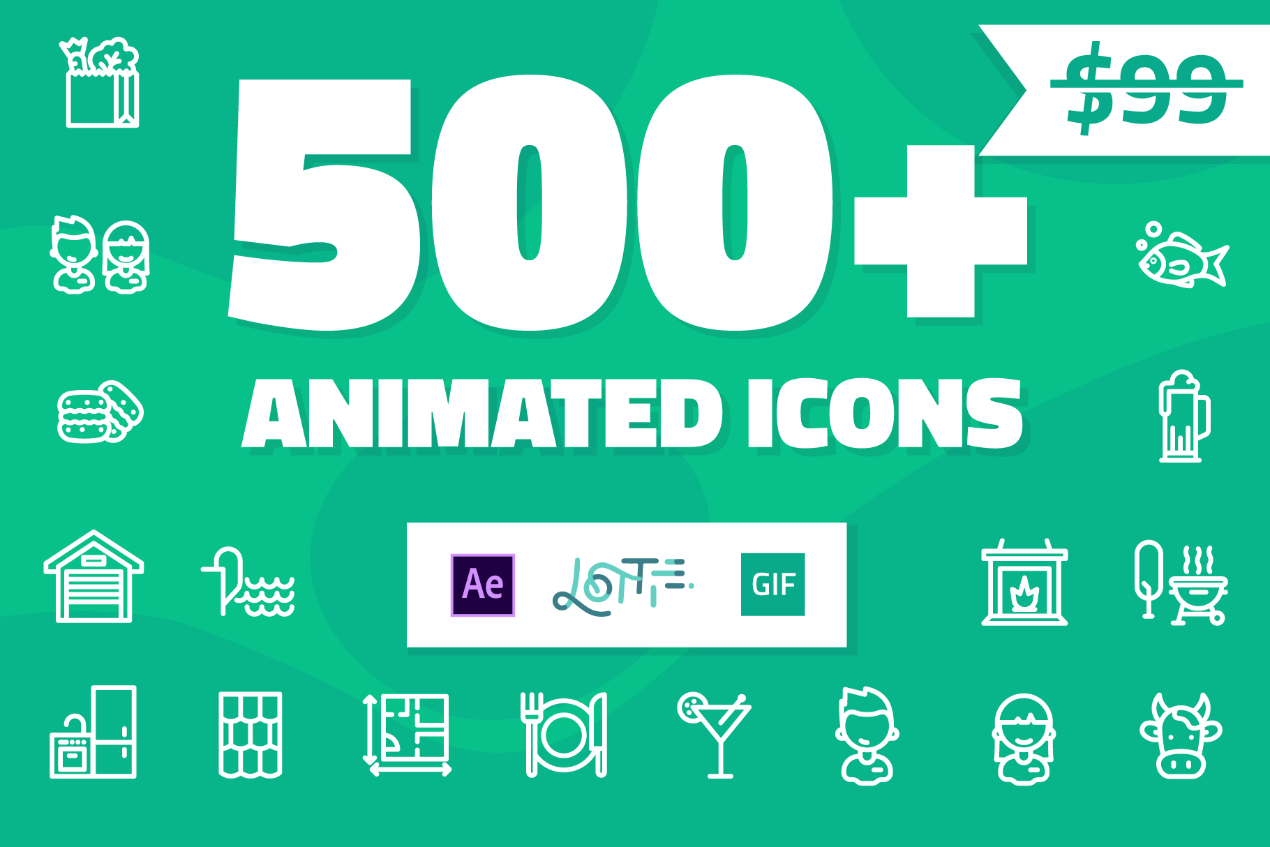 500 Animated Icons Pre Designed Vector Graphics Creative Market