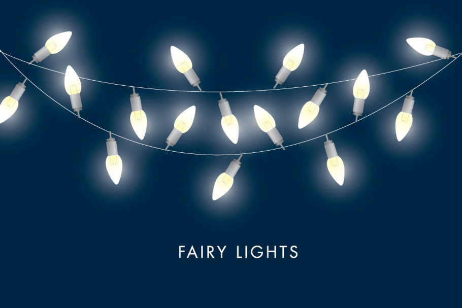 fairy lights typography vector | Pre-Designed Illustrator Graphics