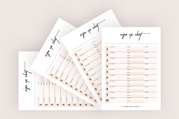 Sign Up Sheet | Creative InDesign Templates ~ Creative Market