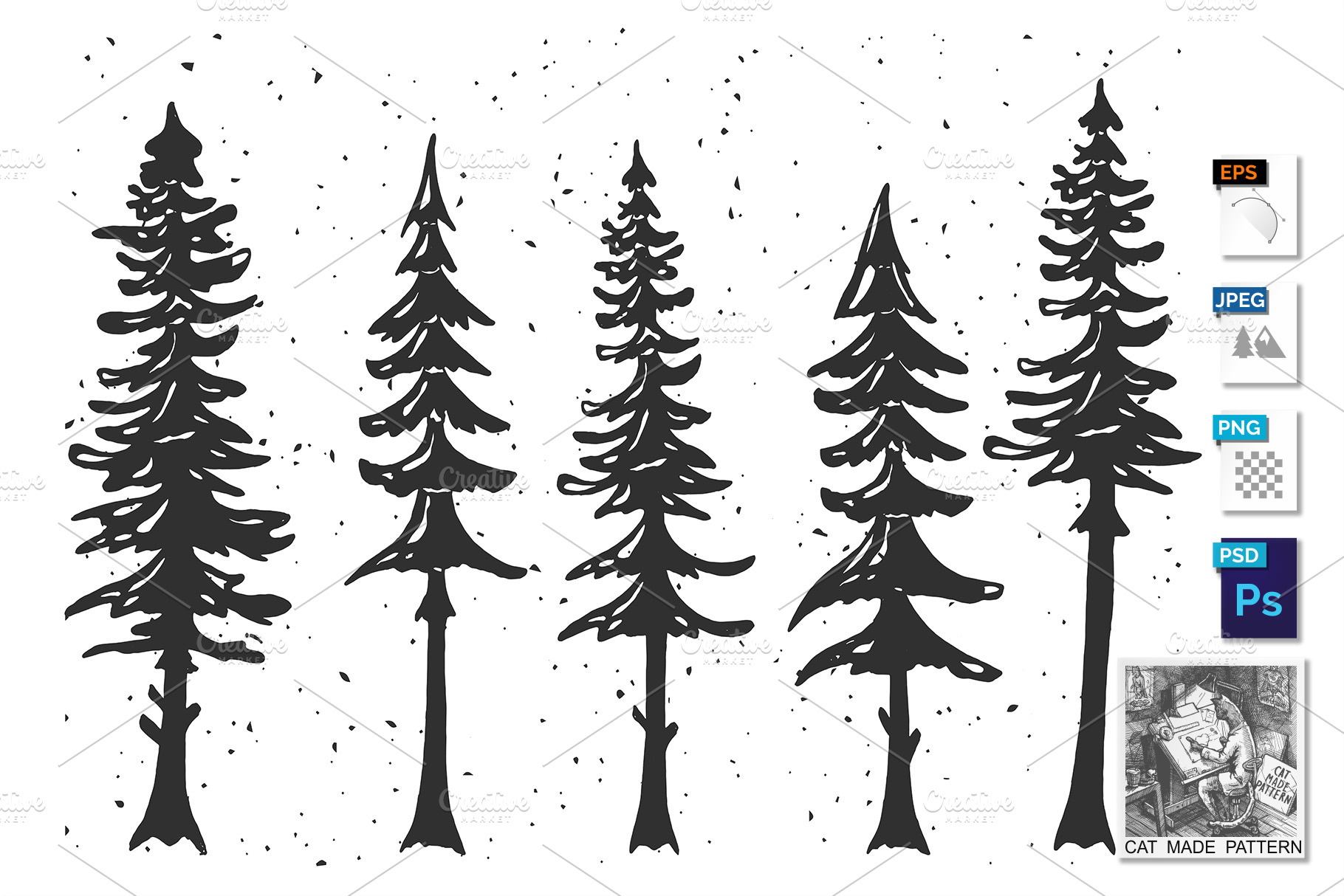 stencil forest pine trees woodland pre designed