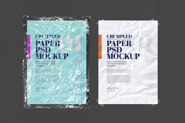 Download Crumpled Paper Mockup Creative Photoshop Templates Creative Market PSD Mockup Templates