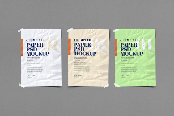 Download Crumpled Paper Mockup Creative Photoshop Templates Creative Market Yellowimages Mockups